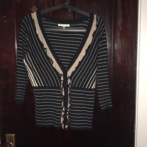 100% cotton ruffle trimmed cardigan